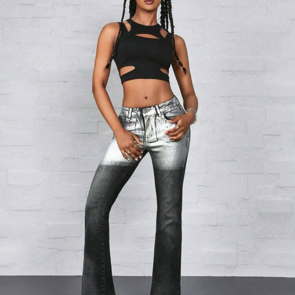 Stylish Black and Gray Women's Jeans